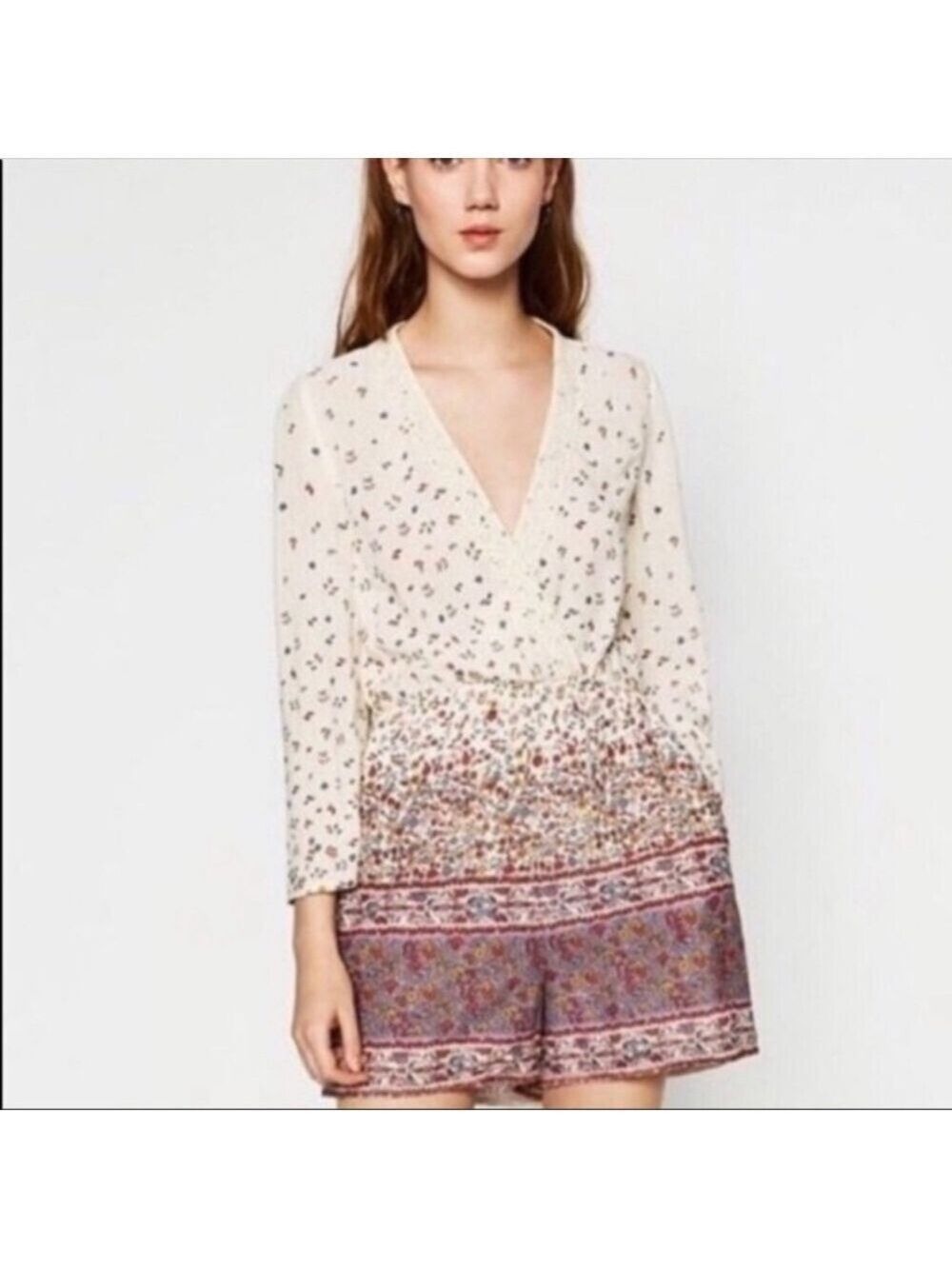 Zara Floral Romper/Jumper Long Sleeves Small NEW